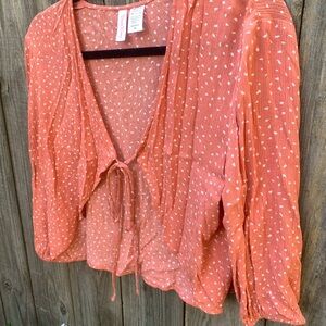 Beach Bunny Coral Tie-Front Blouse